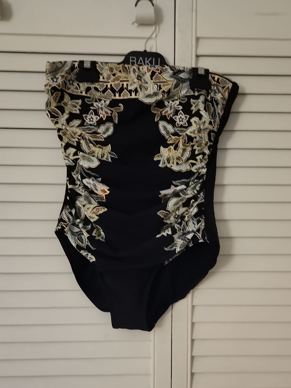 Miraclesuit Black One-Piece Swimsuit with Metallic Floral Embroidery